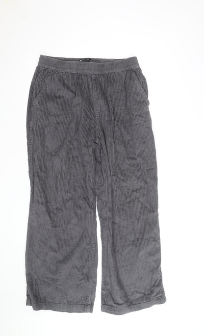 ASOS DESIGN Women Grey Corduroy Wide-Leg Trousers UK 14