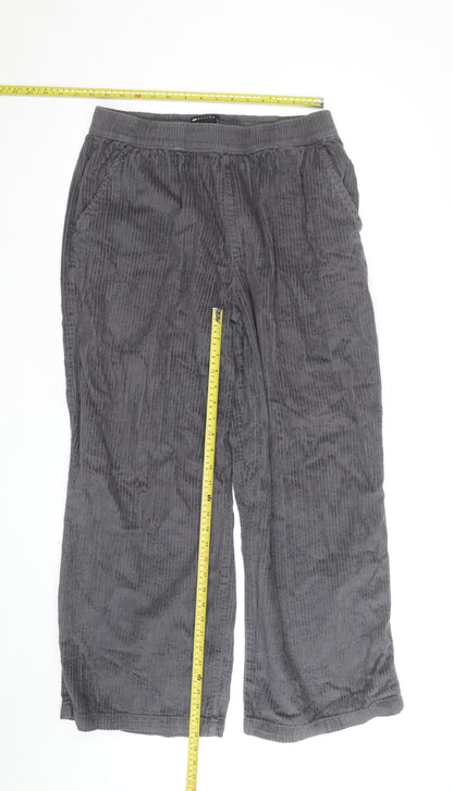 ASOS DESIGN Women Grey Corduroy Wide-Leg Trousers UK 14