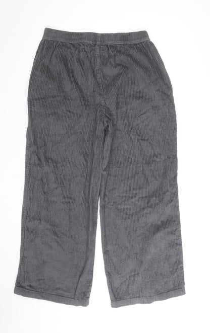 ASOS DESIGN Women Grey Corduroy Wide-Leg Trousers UK 14