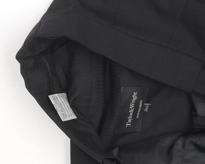 Taylor & Wright Men's Black 36S Pleated Dress Trousers