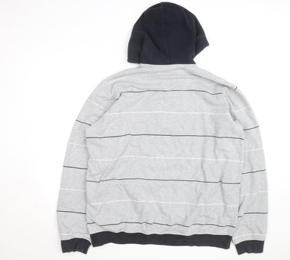Adidas Men's Grey Striped NBA Pullover Hoodie Size L