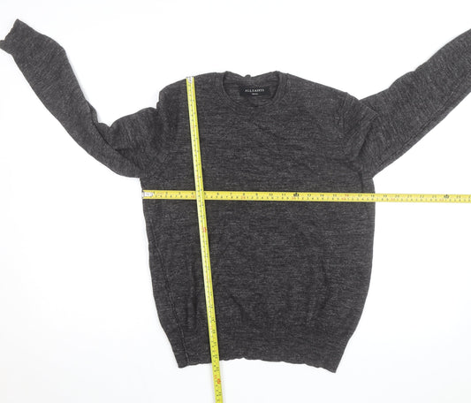 AllSaints Men’s Grey Wool Crew Neck Jumper Size S