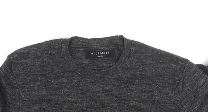 AllSaints Men’s Grey Wool Crew Neck Jumper Size S