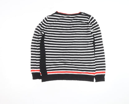 Wallis Women Black White Striped Button Shoulder Jumper Size 14