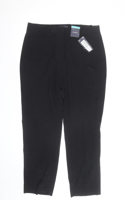 Marks and Spencer Women Black Size 14 Straight Leg Trousers