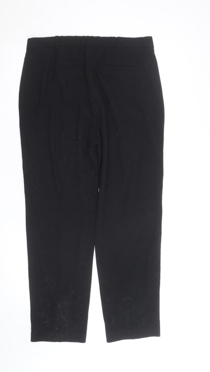 Marks and Spencer Women Black Size 14 Straight Leg Trousers