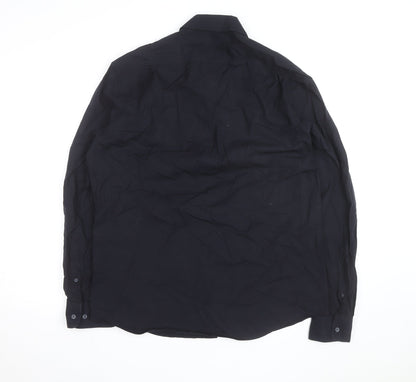 Marks and Spencer Autograph Black Regular Fit Long Sleeve Performance Shirt Men L