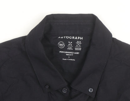 Marks and Spencer Autograph Black Regular Fit Long Sleeve Performance Shirt Men L
