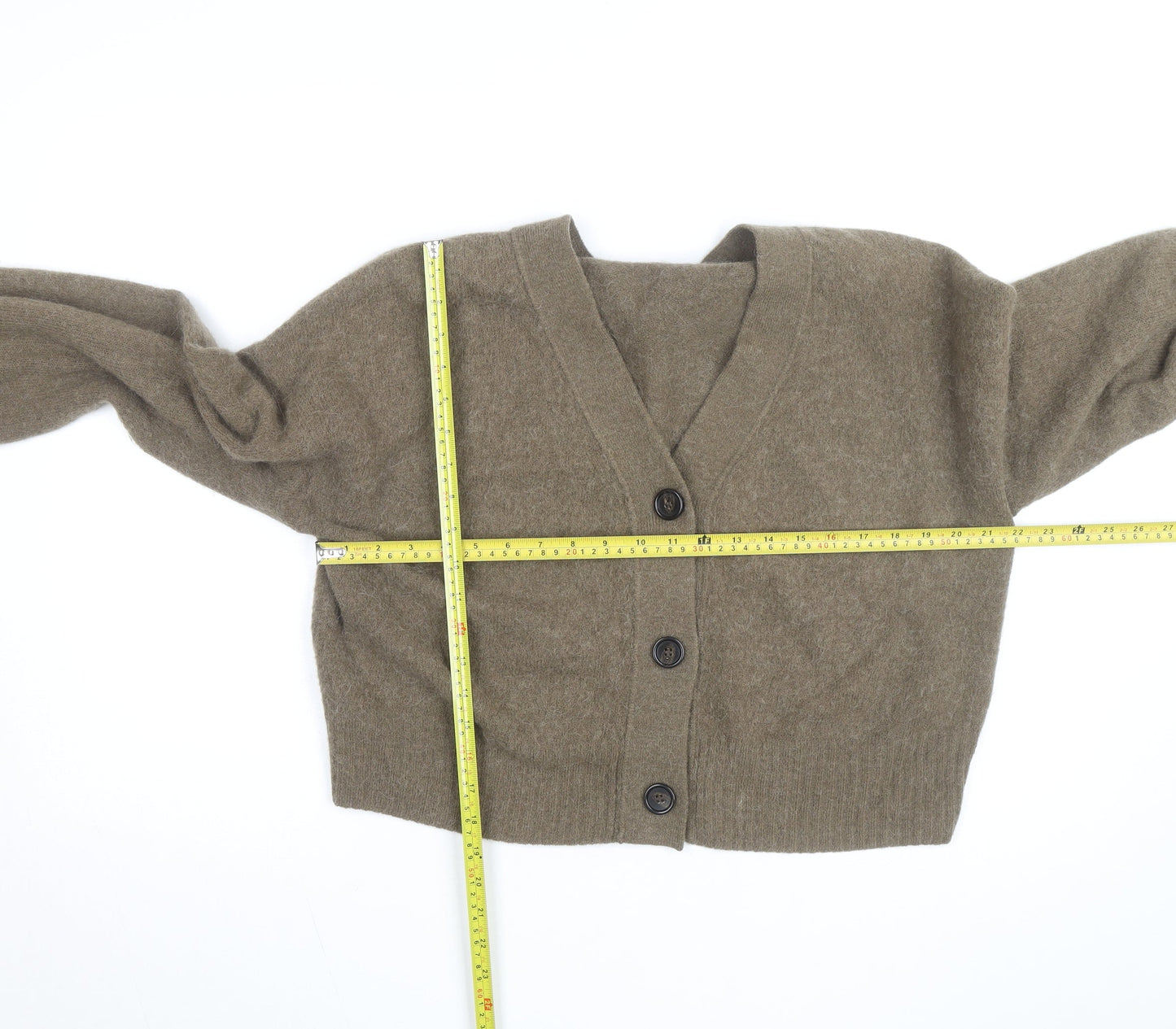 Arket Women's Brown Alpaca Merino Wool V-Neck Cardigan Size S