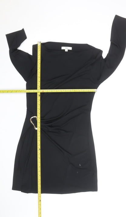 Marks and Spencer Women’s Black Size 14 Bodycon Dress with Buckle Detail