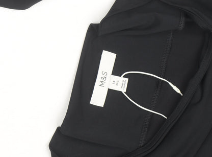 Marks and Spencer Women’s Black Size 14 Bodycon Dress with Buckle Detail