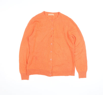 Woolovers Women's Orange Cashmere Merino Crew Neck Cardigan Size S