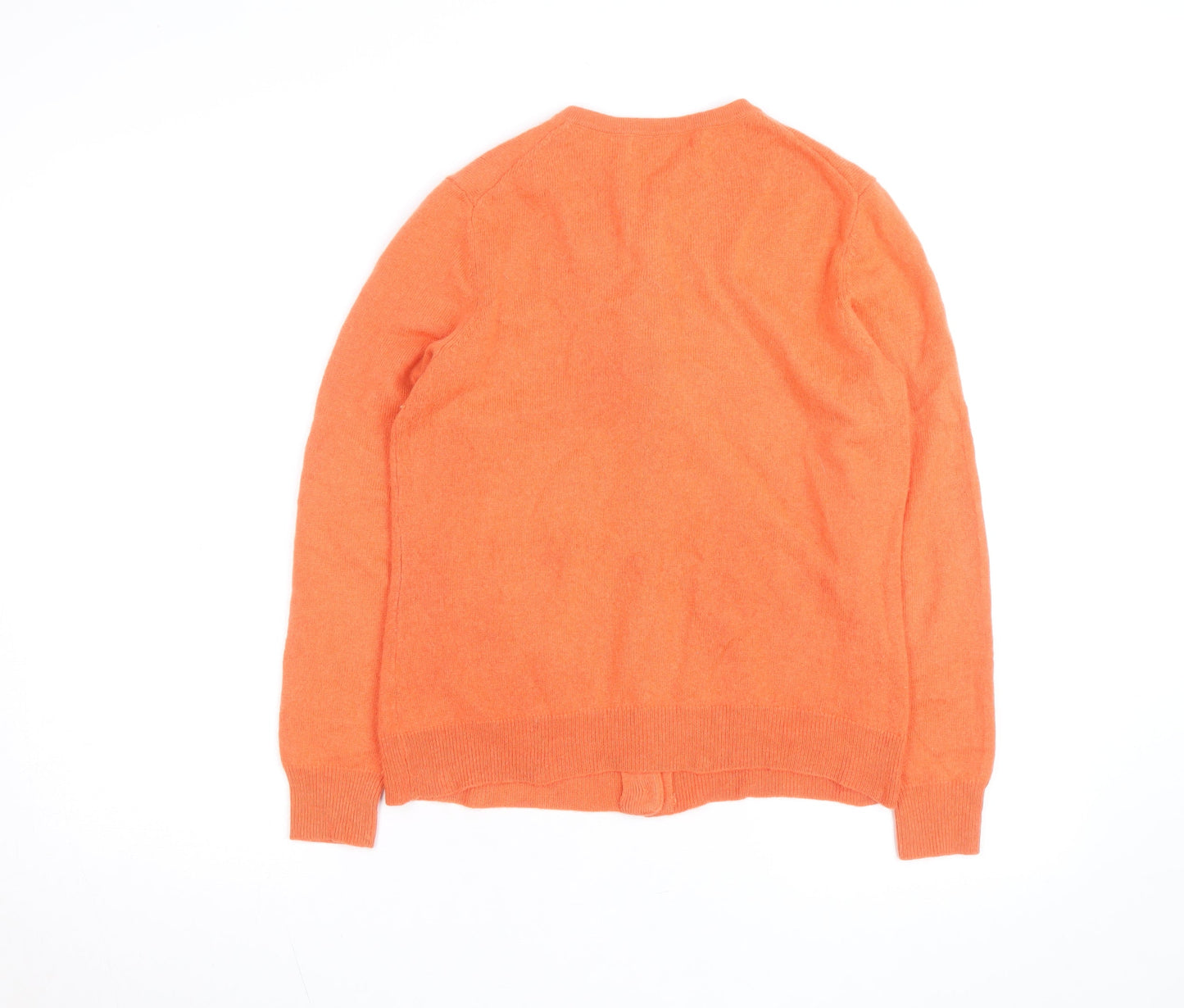 Woolovers Women's Orange Cashmere Merino Crew Neck Cardigan Size S