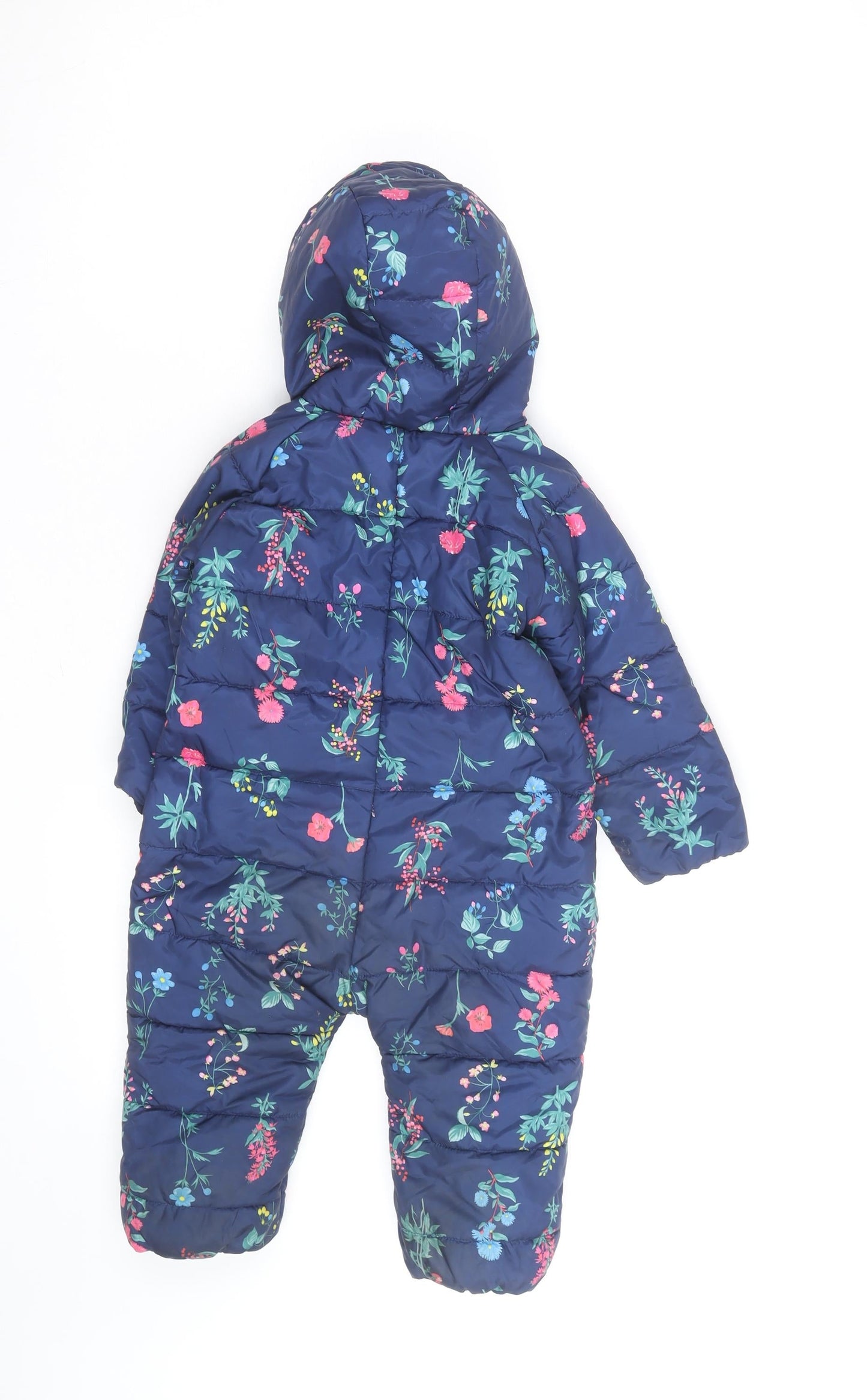 Joules Unisex Baby Navy Floral Hooded Puffer Snowsuit 12-18 Months