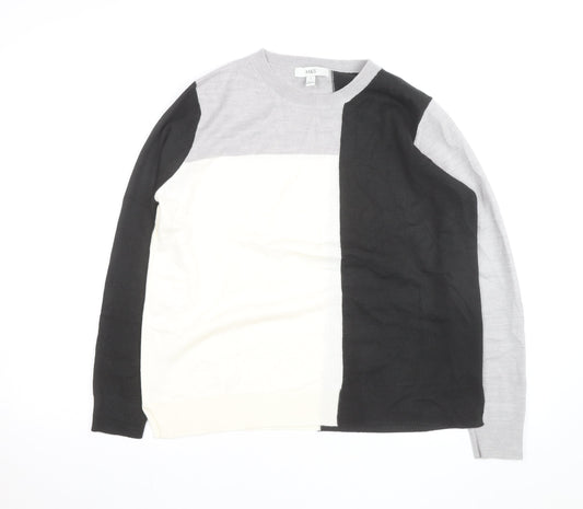 Marks and Spencer Women's Grey Black Ivory Colour Block Jumper Size 12