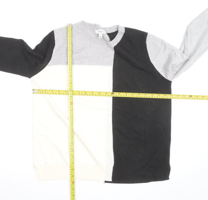 Marks and Spencer Women's Grey Black Ivory Colour Block Jumper Size 12