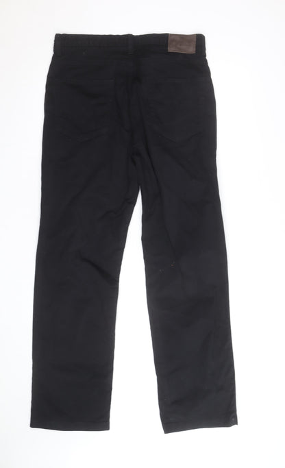 Marks and Spencer Blue Harbour Black Mens Chino Trousers 34W 31L Cotton Blend