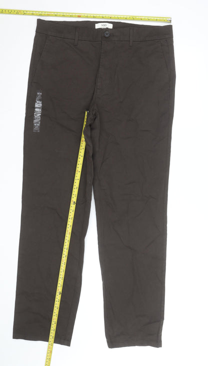 Marks and Spencer Men's Brown Chino Trousers W34 L31 Regular Fit