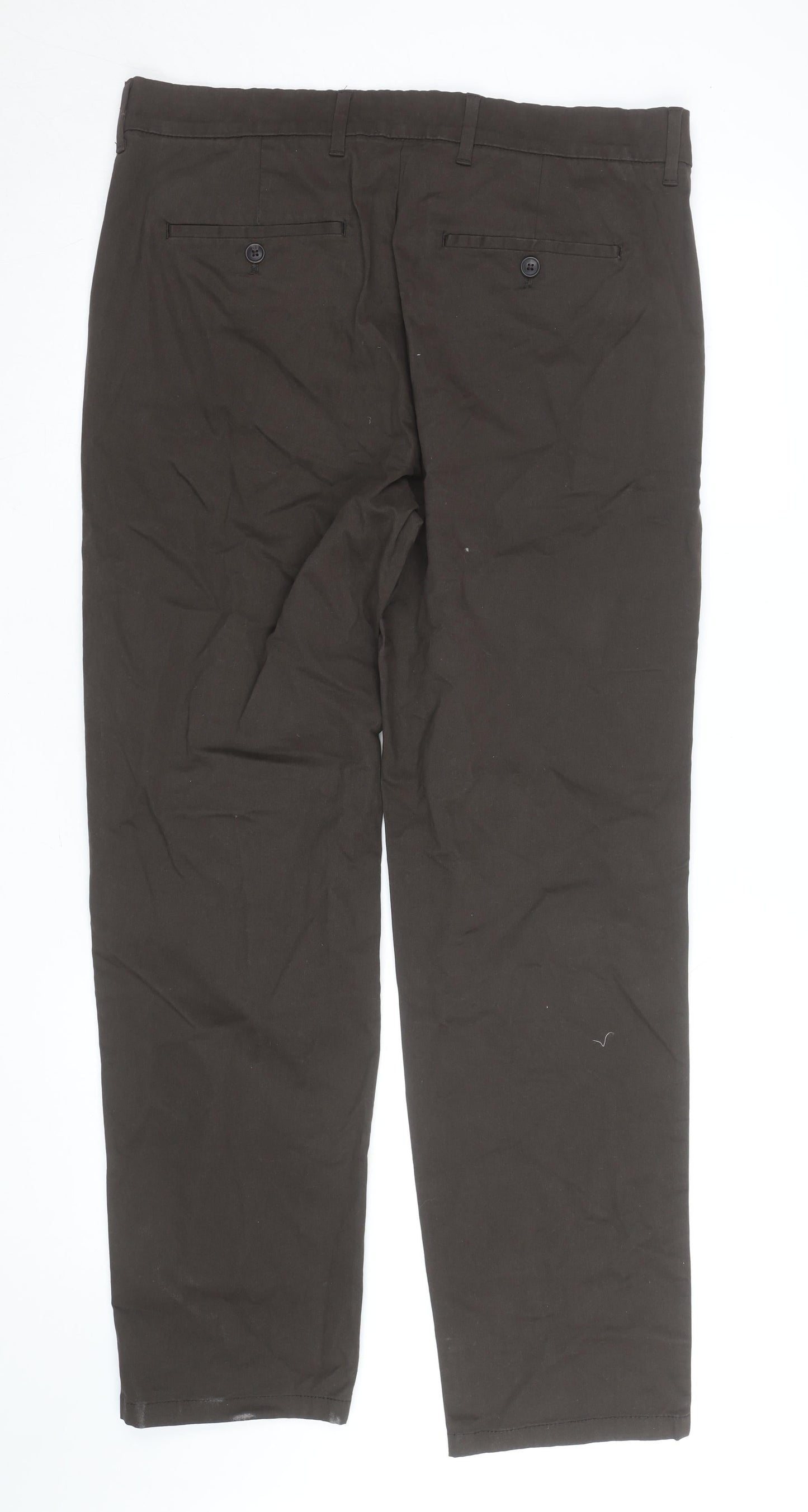 Marks and Spencer Men's Brown Chino Trousers W34 L31 Regular Fit