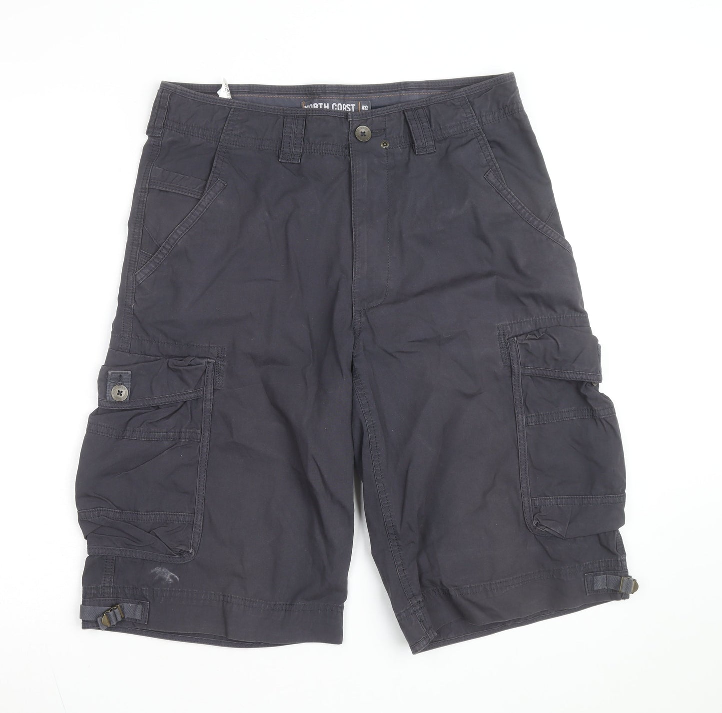 North Coast Mens Black Cargo Shorts W32 Regular Fit Cotton