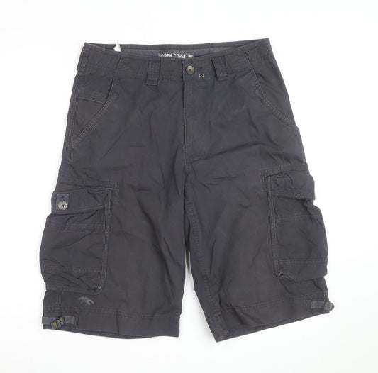 North Coast Mens Black Cargo Shorts W32 Regular Fit Cotton
