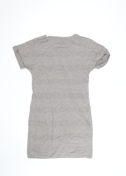 Monsoon Women Grey Knit Shift Dress Size S Short Sleeve Crew Neck