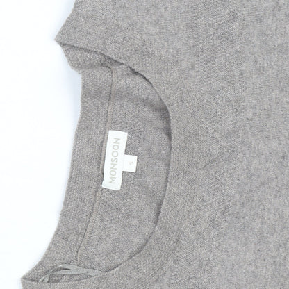 Monsoon Women Grey Knit Shift Dress Size S Short Sleeve Crew Neck