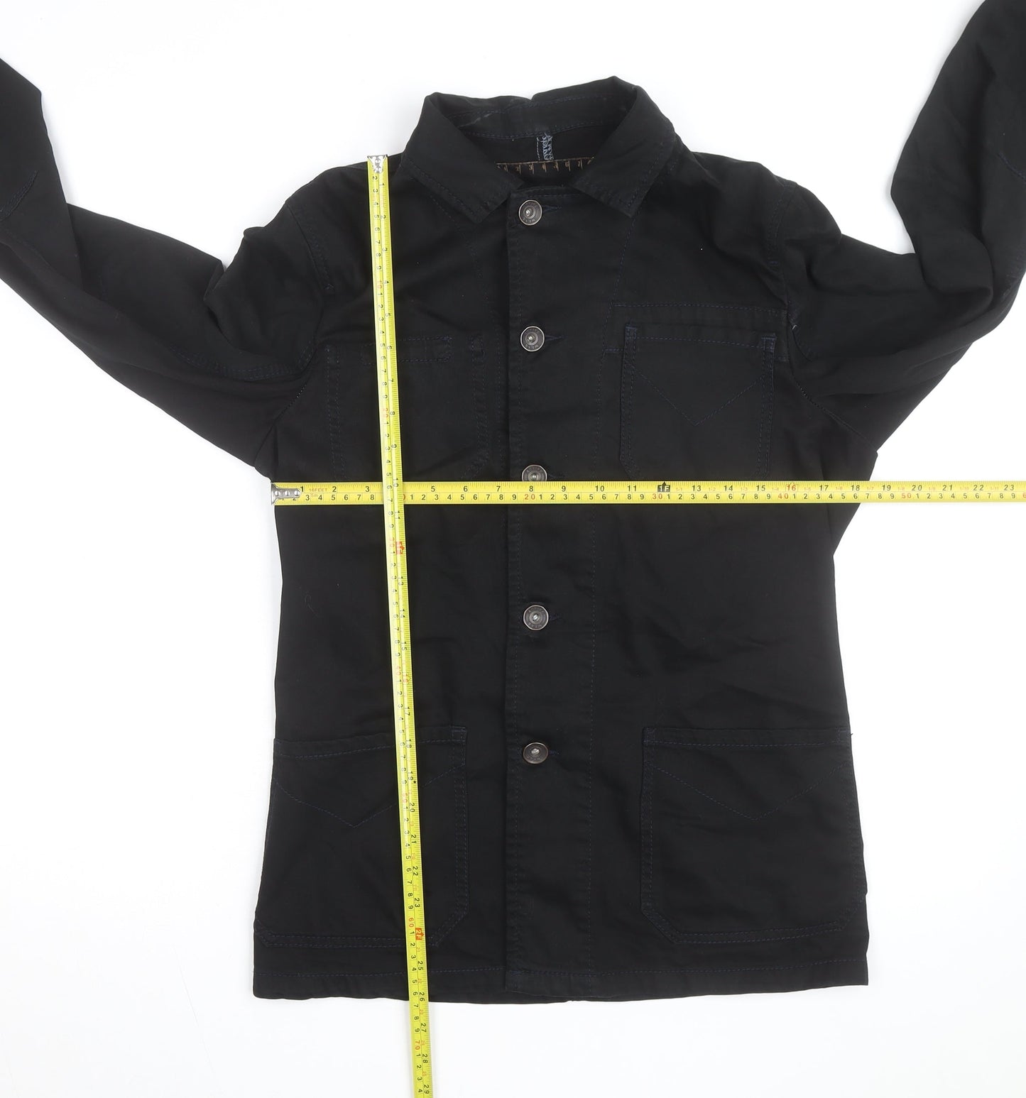 La Redoute Men’s Black Cotton Button-Up Workwear Shirt Jacket M