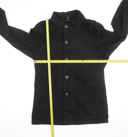 La Redoute Men’s Black Cotton Button-Up Workwear Shirt Jacket M