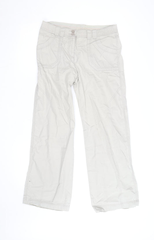 Marks and Spencer Womens Beige Cargo Trousers UK 12 Cotton Relaxed Fit