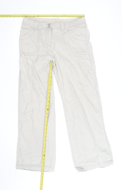 Marks and Spencer Womens Beige Cargo Trousers UK 12 Cotton Relaxed Fit