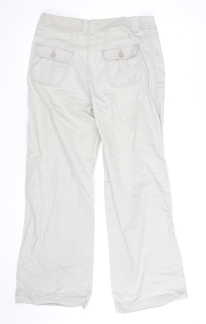 Marks and Spencer Womens Beige Cargo Trousers UK 12 Cotton Relaxed Fit