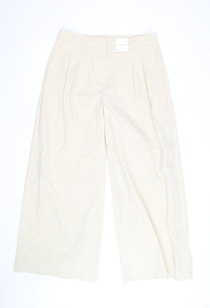 Marks and Spencer Women’s Beige Wide-Leg Cotton Trousers Size 12