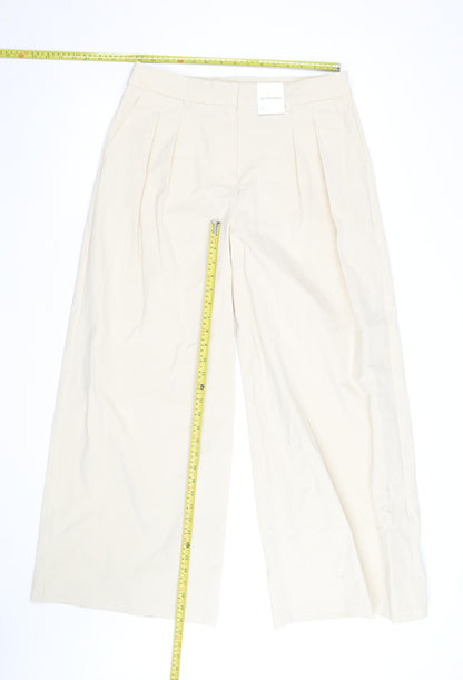 Marks and Spencer Women’s Beige Wide-Leg Cotton Trousers Size 12
