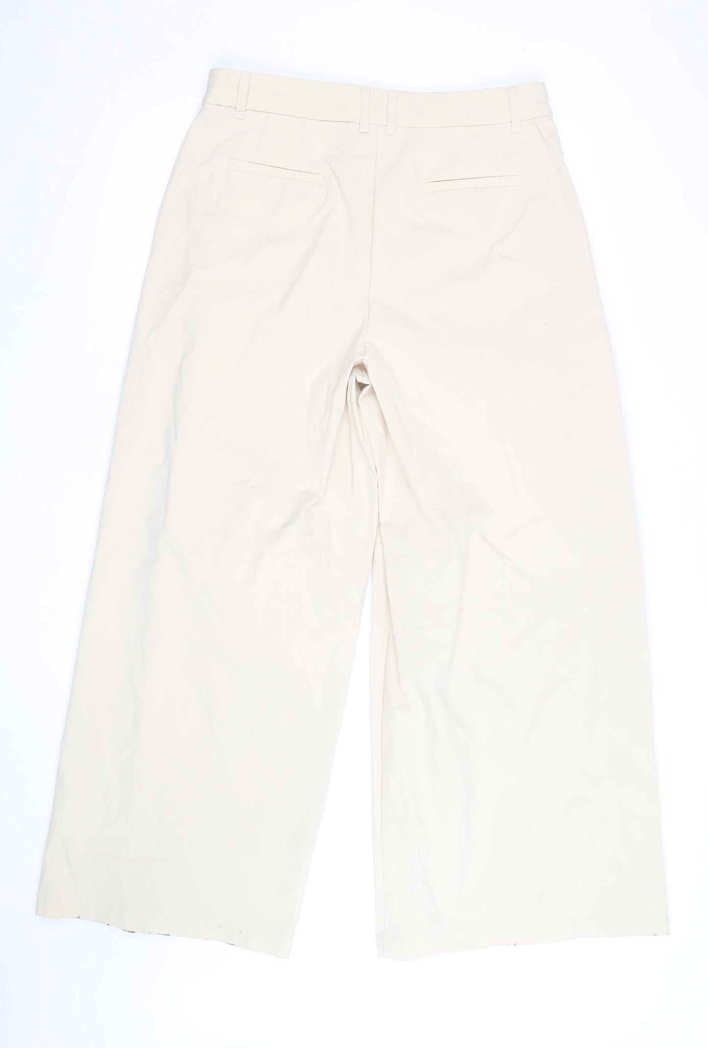 Marks and Spencer Women’s Beige Wide-Leg Cotton Trousers Size 12
