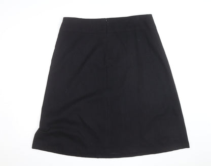 Wallis Women’s Black Embroidered Wool A-Line Knee Length Skirt Size 18