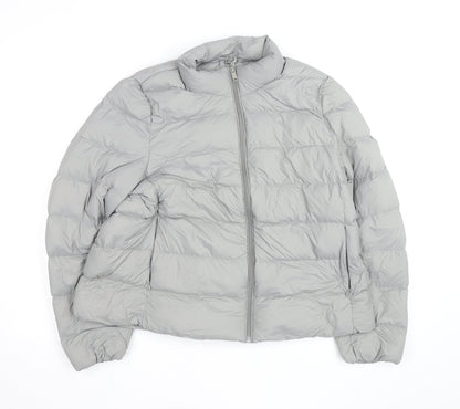 Marks and Spencer Women’s Grey Puffer Jacket Size 16 Full Zip Down