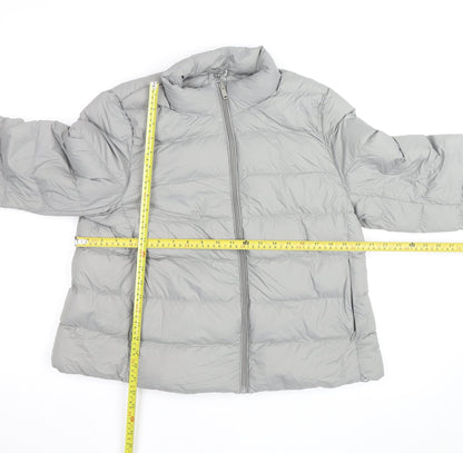 Marks and Spencer Women’s Grey Puffer Jacket Size 16 Full Zip Down