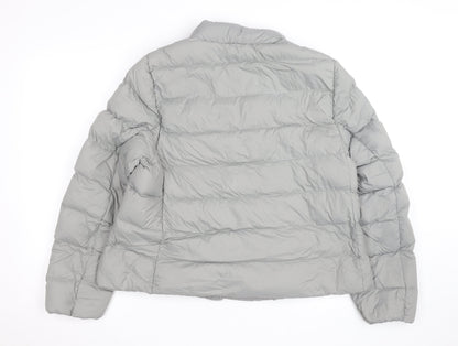 Marks and Spencer Women’s Grey Puffer Jacket Size 16 Full Zip Down