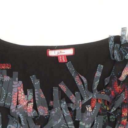 Jon B Womens Black Size 16 Fringe Floral Long Sleeve Tunic Top