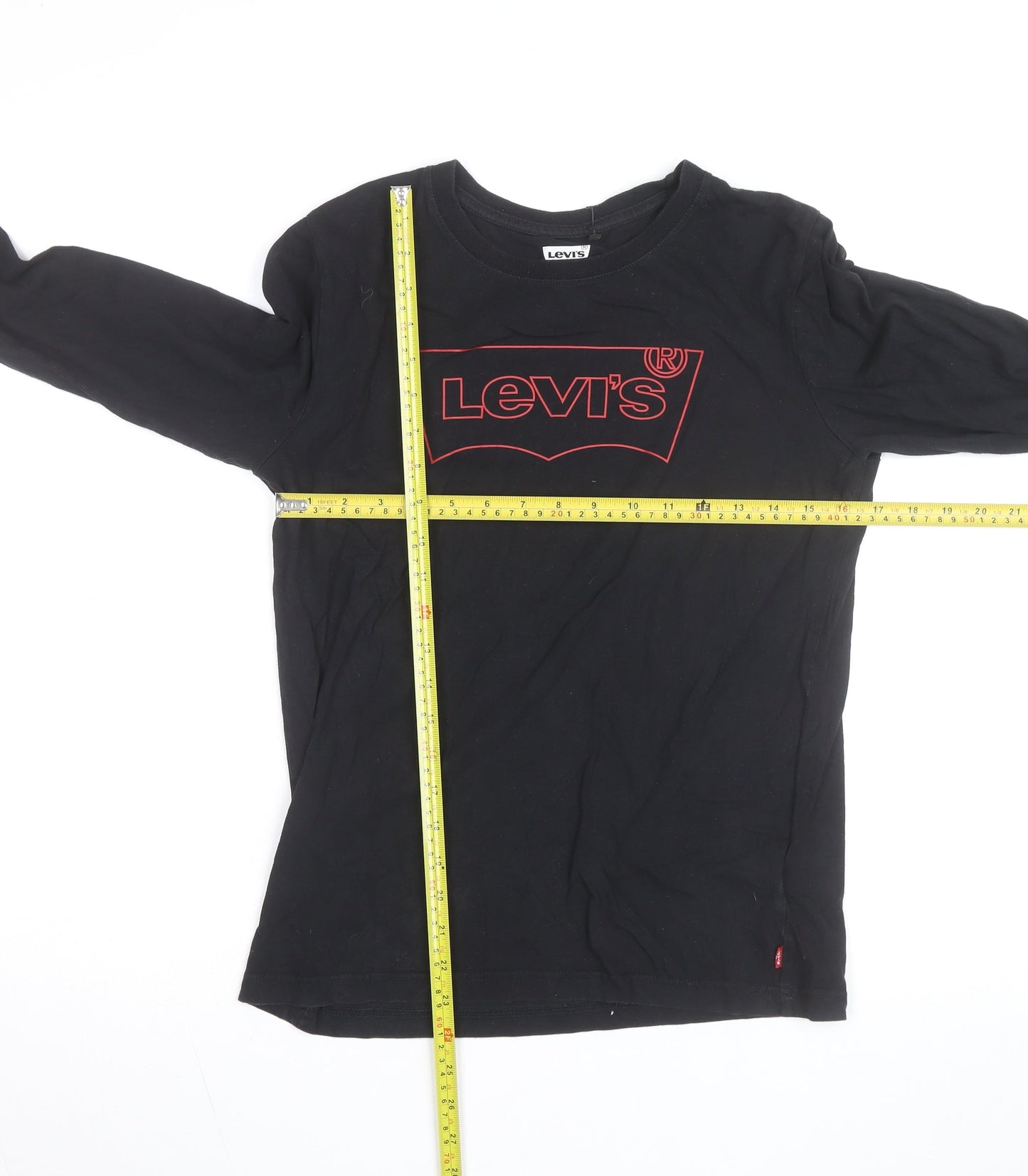 Levi's Men's Black Long Sleeve Cotton Graphic Logo Top L