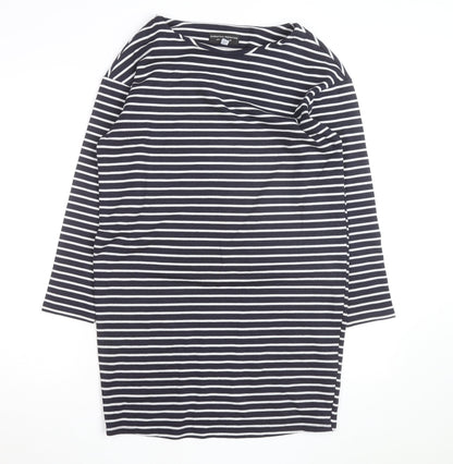 Dorothy Perkins Women’s Blue White Striped 3/4 Sleeve Cotton Top UK 8