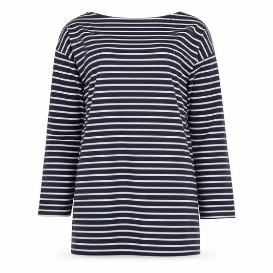 Dorothy Perkins Women’s Blue White Striped 3/4 Sleeve Cotton Top UK 8