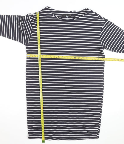 Dorothy Perkins Women’s Blue White Striped 3/4 Sleeve Cotton Top UK 8