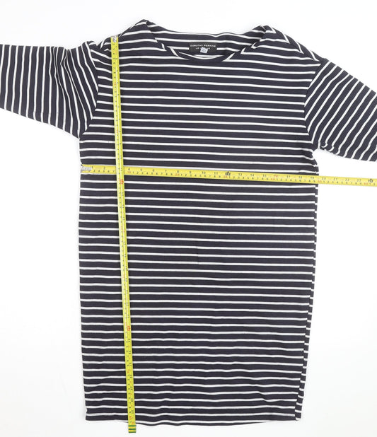 Dorothy Perkins Women’s Blue White Striped 3/4 Sleeve Cotton Top UK 8