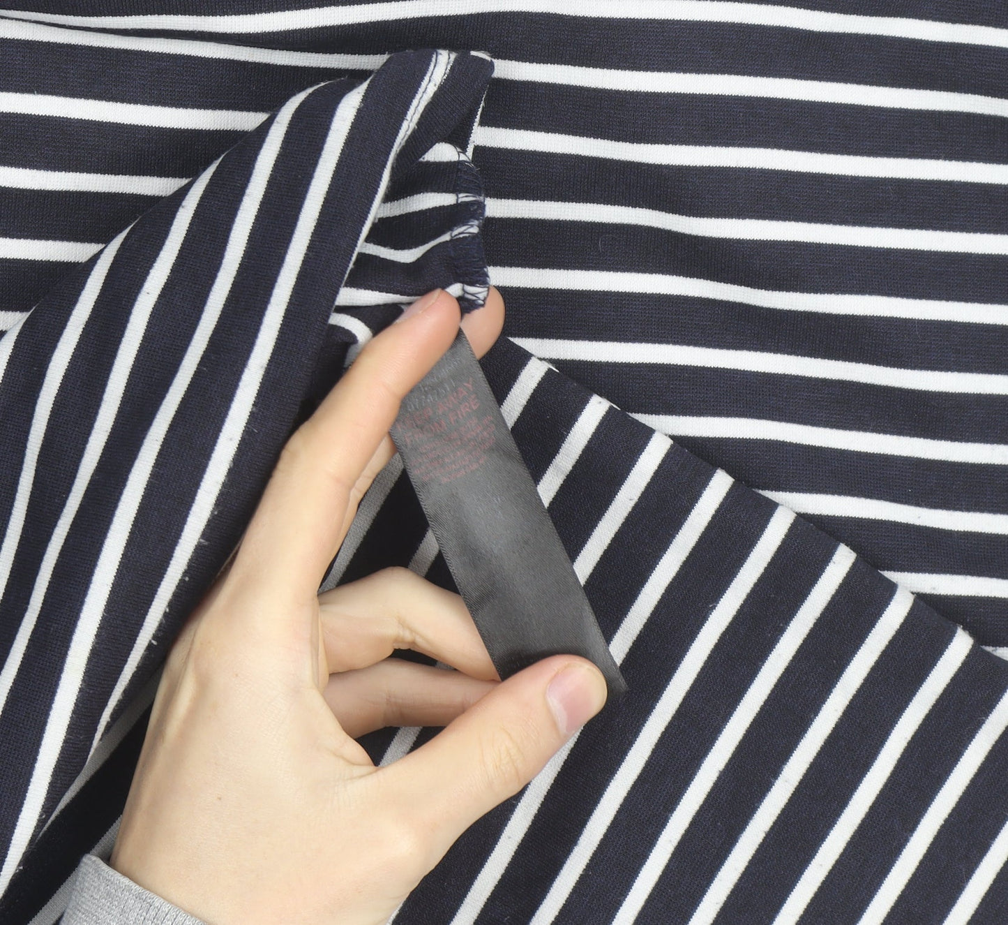 Dorothy Perkins Women’s Blue White Striped 3/4 Sleeve Cotton Top UK 8