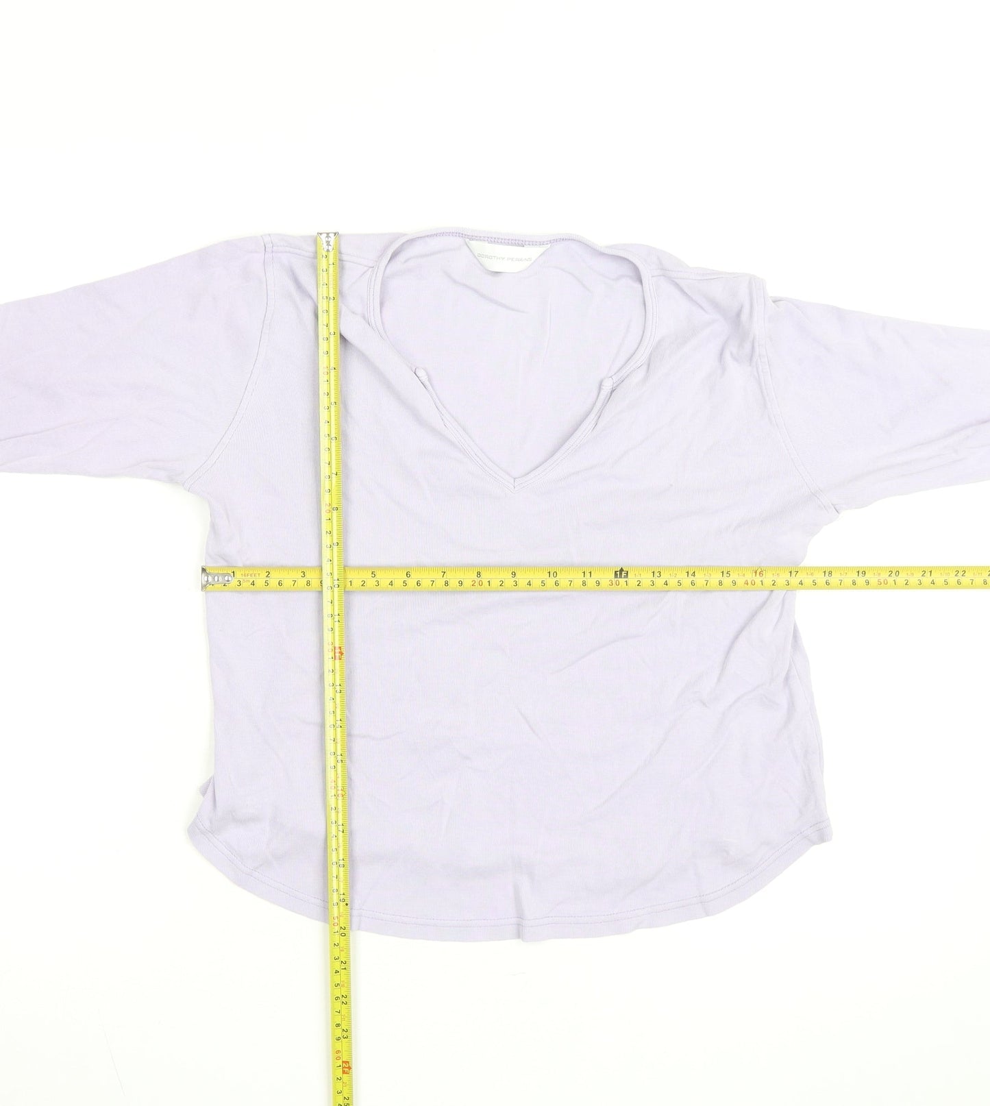 Dorothy Perkins Women Purple Cotton V-Neck 3/4 Sleeve Tunic Blouse M