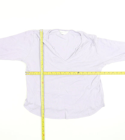 Dorothy Perkins Women Purple Cotton V-Neck 3/4 Sleeve Tunic Blouse M