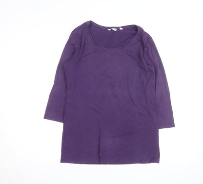 Uniqlo Women's Purple 3/4 Sleeve Basic Cotton T-Shirt Size L