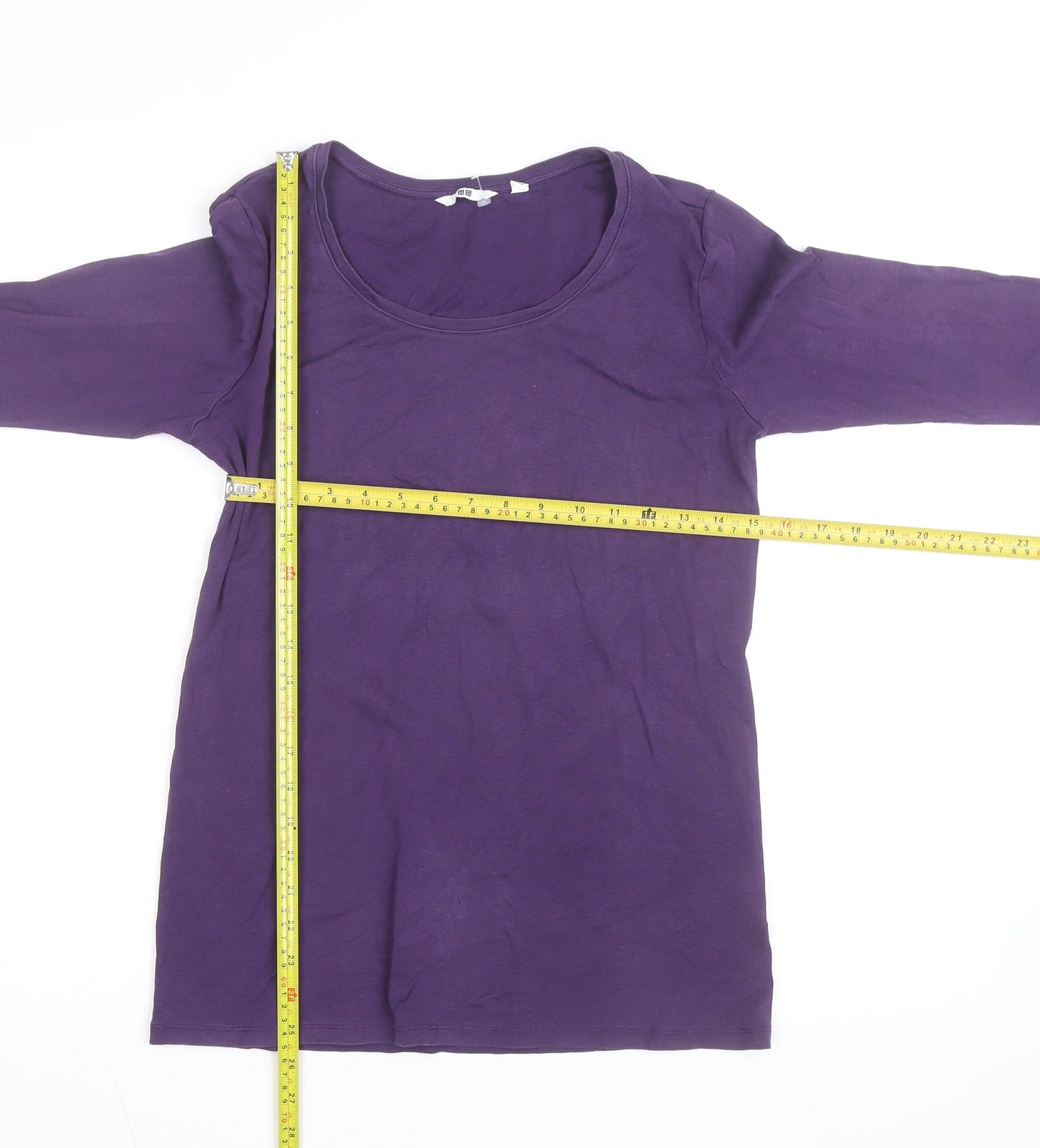 Uniqlo Women's Purple 3/4 Sleeve Basic Cotton T-Shirt Size L